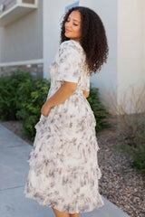 Sophie Grey Floral Tiered Dress
