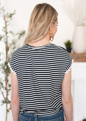 Daphne Navy Stripe Top