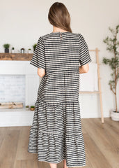 Nora Black Gingham Tiered Dress