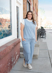 Tiffany Dusty Blue Textured Pants