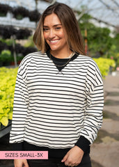 Tessa Black Striped Pullover