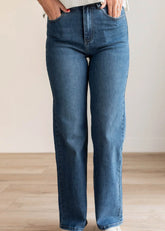 Amanda Medium Wash High Rise Straight Jeans