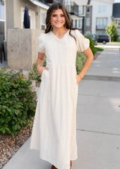 Jana Cream Embroidered Dress