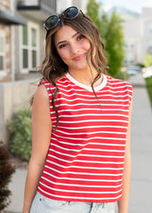 Mariah Red Striped Tee