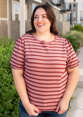 Marly Pink and Burgundy Striped Top