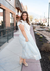 Brittany Light Blue Gingham Skirt