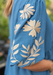 Charli Blue Embroidered Blouse
