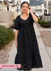 Jackie Black Tiered Floral Dress