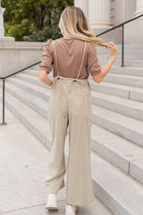 Annalynne Olive Stripe Overalls
