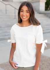 Brielle White Bow Top