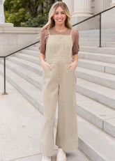 Annalynne Olive Stripe Overalls