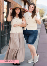 Lauryn Oatmeal Button Up Vest