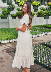 Mayla Cream Embroidered Floral Dress