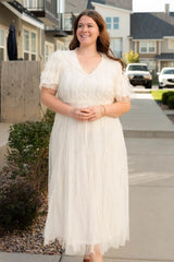 Arabella Cream Sheer Ruffle Dress