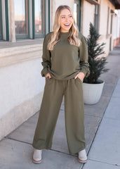 Emilie Olive Textured Pullover