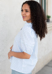 Isabella Light Blue Gingham Blouse