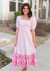Amaiah Pink Stripe Eyelet Dress