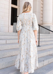 Elara Cream Flower Dress