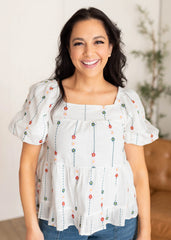 Heidi White Floral Blouse