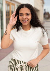 Ashlyn Ivory Short Sleeve Sweater