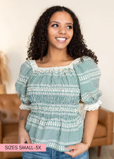 Liliana Green Plaid Top