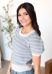 Janay Blue Stripe Knit Top