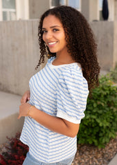 Chevonne Light Blue Striped Top