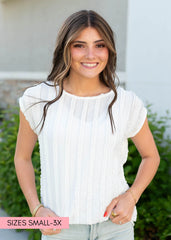 Ruth White Textured Top