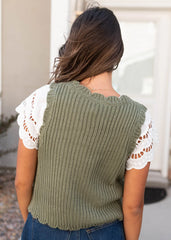 Azalea Olive Floral Sweater Vest