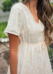 Mayla Cream Embroidered Floral Dress