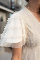 Arabella Cream Sheer Ruffle Dress