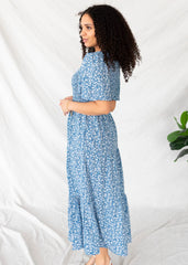 Aylin Blue Floral Tiered Dress