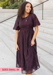 Alyanna Plum Embroidered Dress