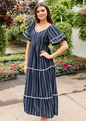 Irene Navy Floral Pattern Dress