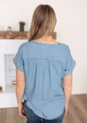 Zuri Striped Chambray Top