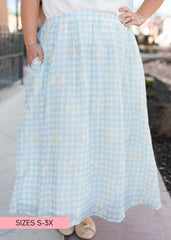 Brittany Light Blue Gingham Skirt