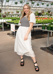 Annika White Striped Dress