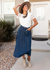 Clara White Scallop Sleeve Top
