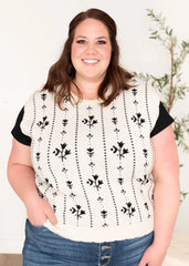 Carolyn Black Floral Sweater Vest