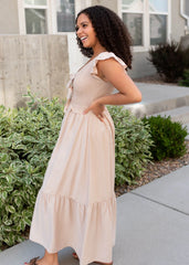 Gabrielle Light Beige Bow Dress