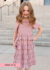Korin Pink Ruffle Tiered Little Girl Dress