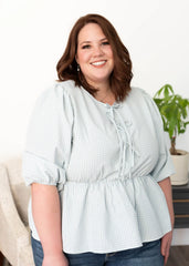 Dalia Light Blue Stripe Top