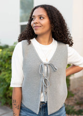 Sahana Grey Knit Sweater Vest