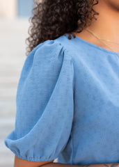 Lilia Blue Peplum Shirt