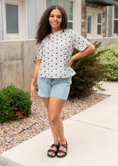 Myra Black Floral Embroidered Shirt