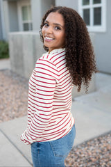 Heather Red Stripe Top