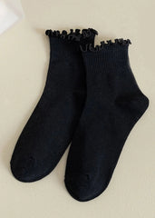 Journee Black Ruffle Socks