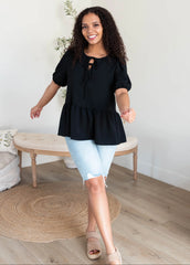 Sirena Black Tiered Blouse