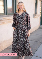 Eleanor Brown Floral Dress