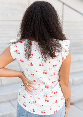 Jaelyn White Cherry Shirt